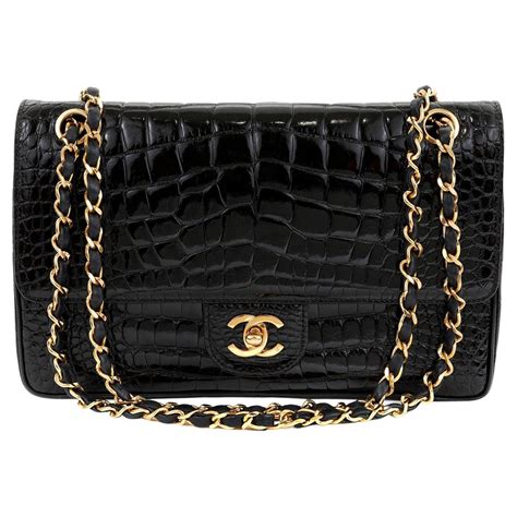 chanel classic flap gold alligator mock